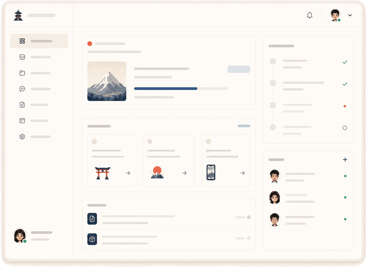Pixelpond Studio client dashboard showing project progress, services and activity